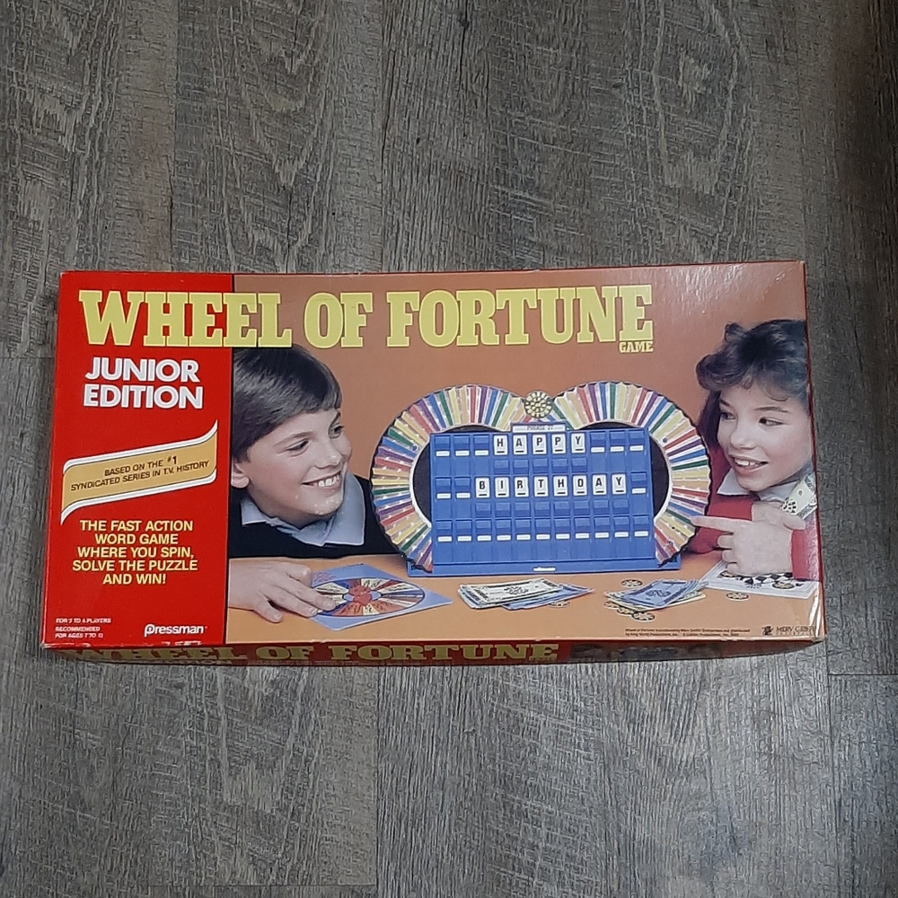 Vintage 1987 Pressman Wheel Of Fortune Junior Board Game Complete In Box 5355